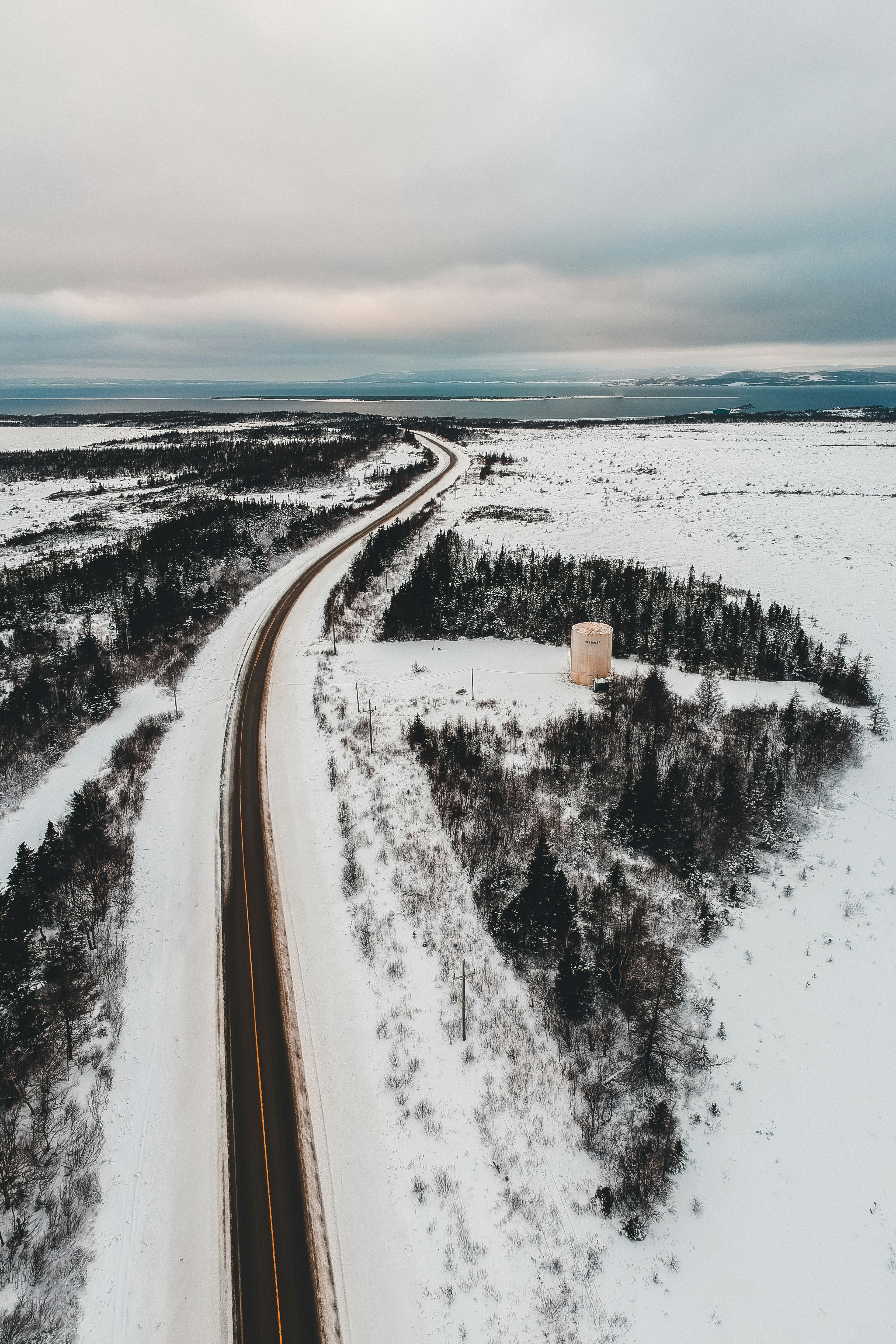 aerial photography of winding road